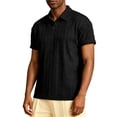 thumbnail image 2 of Men's Collared Shirts Short Sleeve Big and Tall Solid Lapel Button Casual Fashion Business T-Shirt, 2 of 9