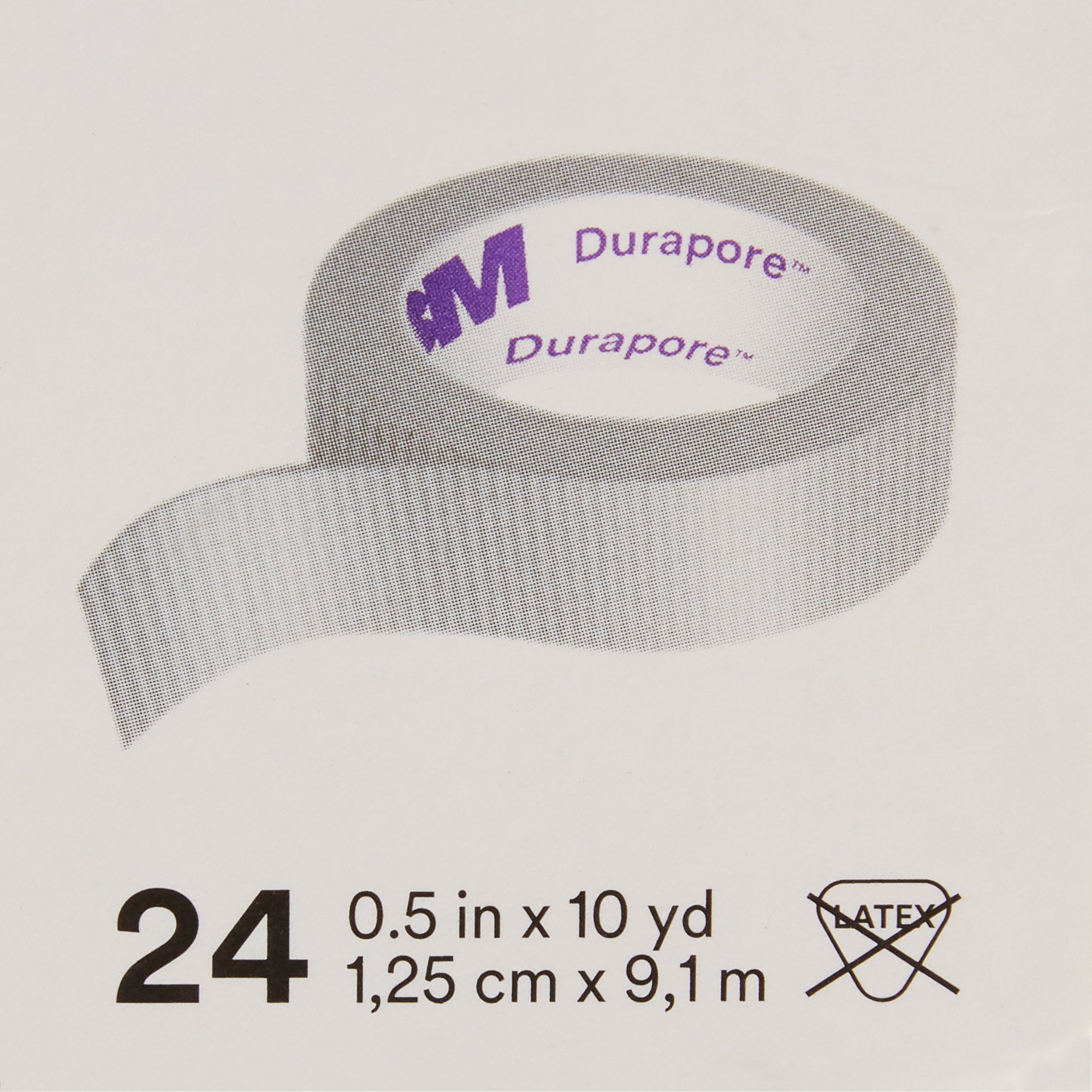 3M Durapore Medical Tape, Non-Sterile, Silk-Like Cloth, White, 1/2 in x 10 yds, 24 Rolls, 1 Pack