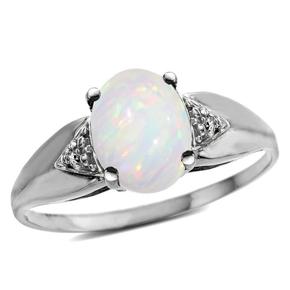 Star K � Oval 9x7 Genuine Opal trillion miracle setting wide band Ring