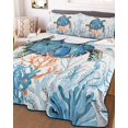 thumbnail image 3 of Quilts Full Size, Sea Turtle Coastal Soft Comforter Bedding Set for Bed, Nautical Summer Beach Coral Ocean Lightweight Quilted Bedspread with Pillow Cover(2 Pieces) for All Season, 78x90 Inch, 3 of 6