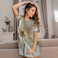 thumbnail image 3 of Balery Elegant Ivory Flower Camisón de manga corta con cuello redondo para mujer, cómodo y elegante., 3 of 6