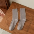 thumbnail image 2 of UJNDER Women's Slouchy Crew Socks Solid Color Korean Fashion Socks Double Needle Light Gray, 2 of 3