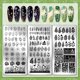 thumbnail image 3 of Juego de 3 placas para estampar uñas con diseño de flores y hojas, plantillas para manicura con rosas, margaritas y arbustos florales. Incluye una placa con diseño de mariposa., 3 of 7
