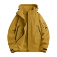 thumbnail image 1 of WRKEKC Men's Outdoor Hooded Jacket Windproof Lightweight with Zippered Pockets for Climbing Running Hiking and All-Weather Training in Solid Color Yellow S, 1 of 8