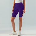 thumbnail image 3 of LIIPEE Women Leggings Summer Casual Slim Fit High Waist Leggings Solid Color Knee Length Stretchy Leggings Comfortable Soft Breathable Daily Yoga Leggings,Purple,S, 3 of 6