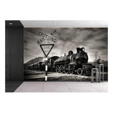 wall26 - Old Fashioned Steam Locomotive, Kingston New Zealand - Removable Wall Mural | Self-Adhesive Large Wallpaper - 66x96 inches