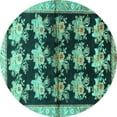 thumbnail image 1 of Ahgly Company Machine Washable Indoor Round Persian Turquoise Blue Traditional Area Rugs, 4' Round, 1 of 4