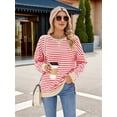 thumbnail image 4 of Sudadera Oversize para Mujer, Verano 2025, Cuello Redondo, Rayas, Larga, Aberturas Laterales, Sudaderas con Capucha Y2K Rojo y S, 4 of 10