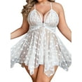 thumbnail image 4 of Avidlove Women Plus Size Lingerie Front Open Nighty Lace Chemise Sleepwear Deep V Mesh Nightdress, 4 of 5