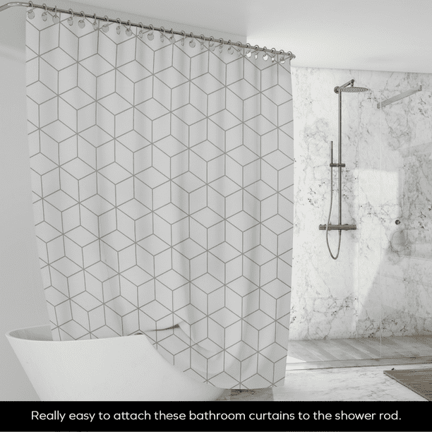 Hotel Bath Decor, White Linen Farmhouse Shower Curtain