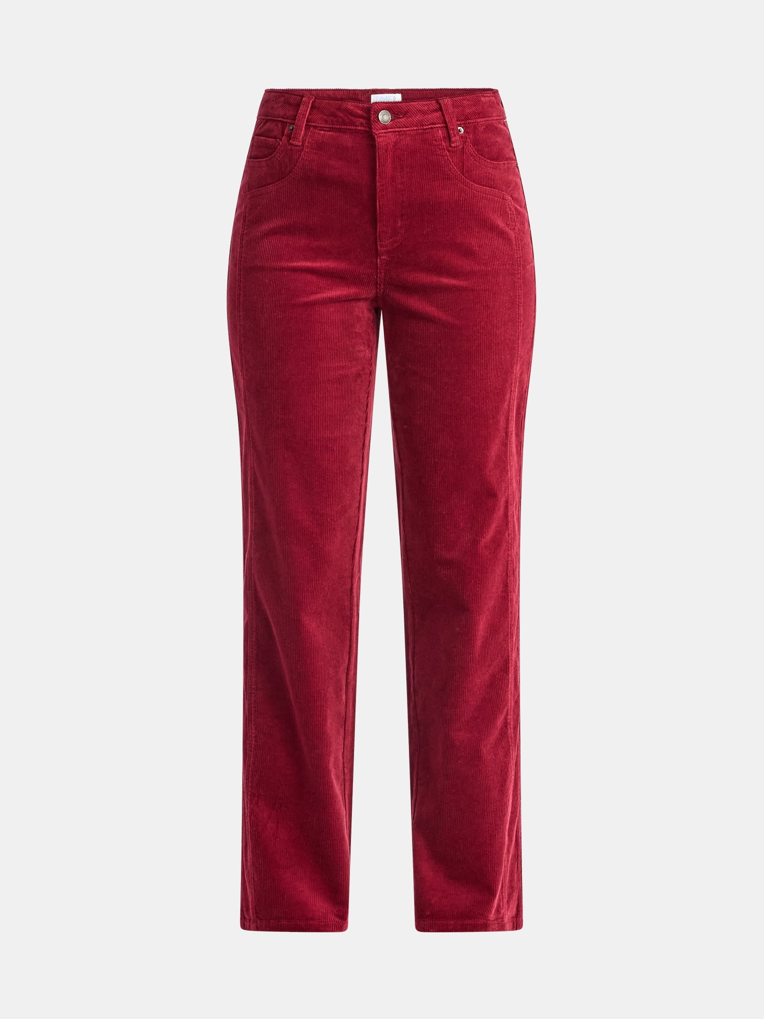 Time and Tru Women's and Women's Plus Corduroy Seamed Wide Leg Pants, 31" Inseam, Sizes 2-22