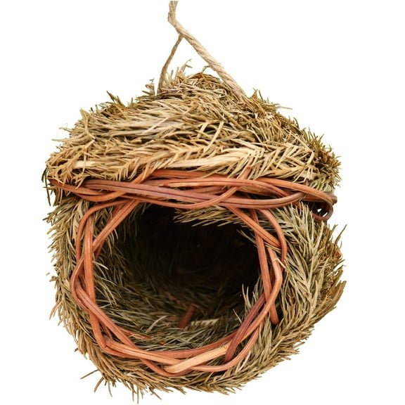 Bird Seed House, Hand Woven Bird Nest, Hummingbird House for Outside, Grass Wren Finch Song Birds House for Nesting, Provides Shelter in Cold Weather