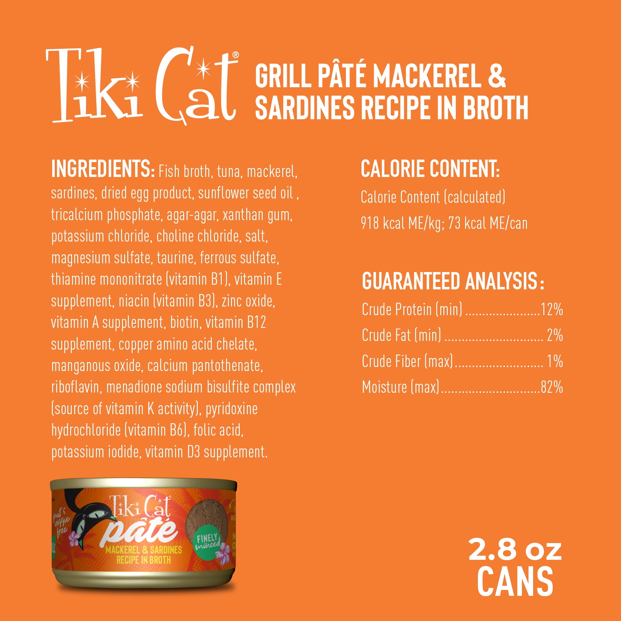 (2 pack) Tiki Cat Grill Pate, Sardine & Mackerel, 2.8 oz. Can