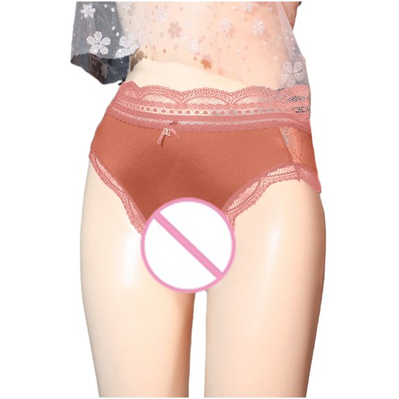 Lovskoo Seamless Cheeky Underwear for Women No Show Lace Panties High Waist Lace Open Transparent Mesh Panties Briefs Gift for Valentine's Day Coffee