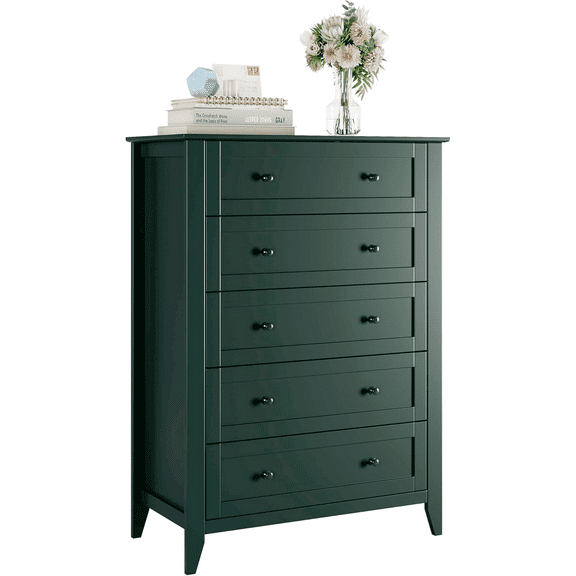 Tall 5-Drawer Dresser for Bedroom, Modern Chest of Drawers with Deep Storage & Metal Knobs, Wooden Clothing Organizer for Entryway, Hallway, Living Room