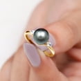 thumbnail image 4 of Rosec Jewels Natural Tahitian Pearl Engagement Ring for Women - Solitaire Black Pearl Ring - 10 mm - AAA Grade - with Jewelry Box, 14K Yellow Gold, US 10.00, 4 of 7