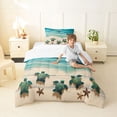 thumbnail image 4 of jejeloiu Watercolor Sea Turtle Twin Comforter Sets,Beach Starfish Print Bedding Set For Boys,Blue White,2-Piece,1 Comforter and 1 Pillowcase, 4 of 7