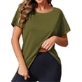 thumbnail image 2 of Short Sleeve Back Hollow Casual Work Active Yoga Shirt Tops, 2 of 4