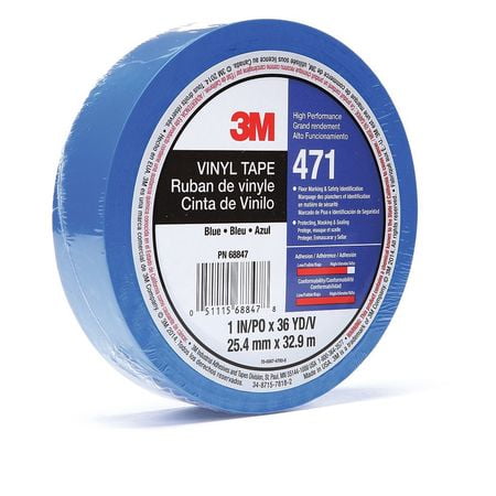 471 Marking Tape - 3M 471 Floor Marking Tape,1In W,108 ft. L,Blue
