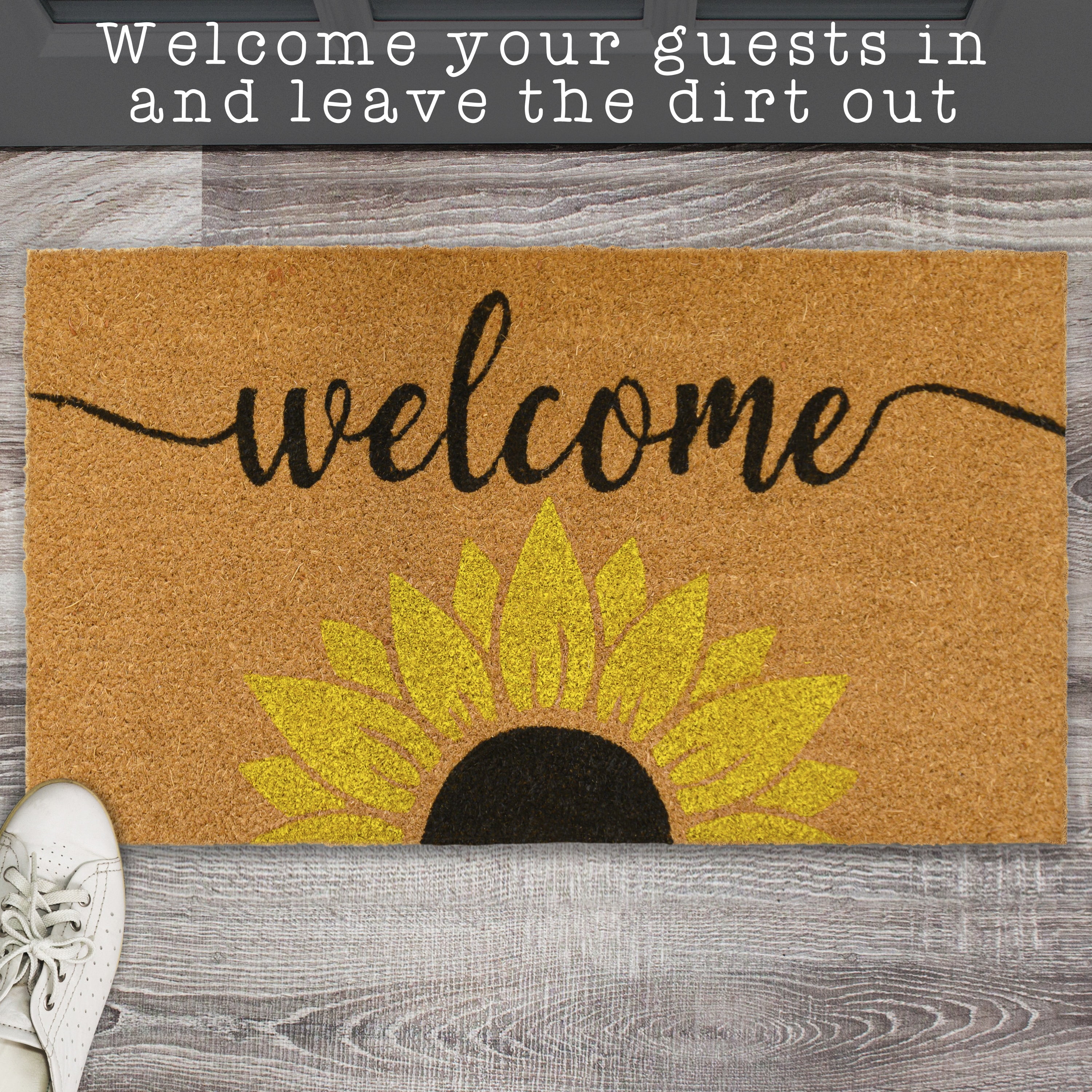 MAINEVENT Welcome Sunflowers Doormat 30x17 Inch, Spring Outdoor Welcome Mat for Outside