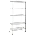 thumbnail image 2 of Tcbosik 5-Tier Metal Wire Shelving on Wheels, Rolling Storage Shelves with Adjustable Shelves, Display Rack for Kitchen, Living Room, Basement, Silver, 2 of 12