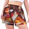 thumbnail image 2 of Women's Satin Pajama Shorts Abstract Dragonflies with Pockets, Elastic Waist Sleep Lounge Shorts, 2 of 7