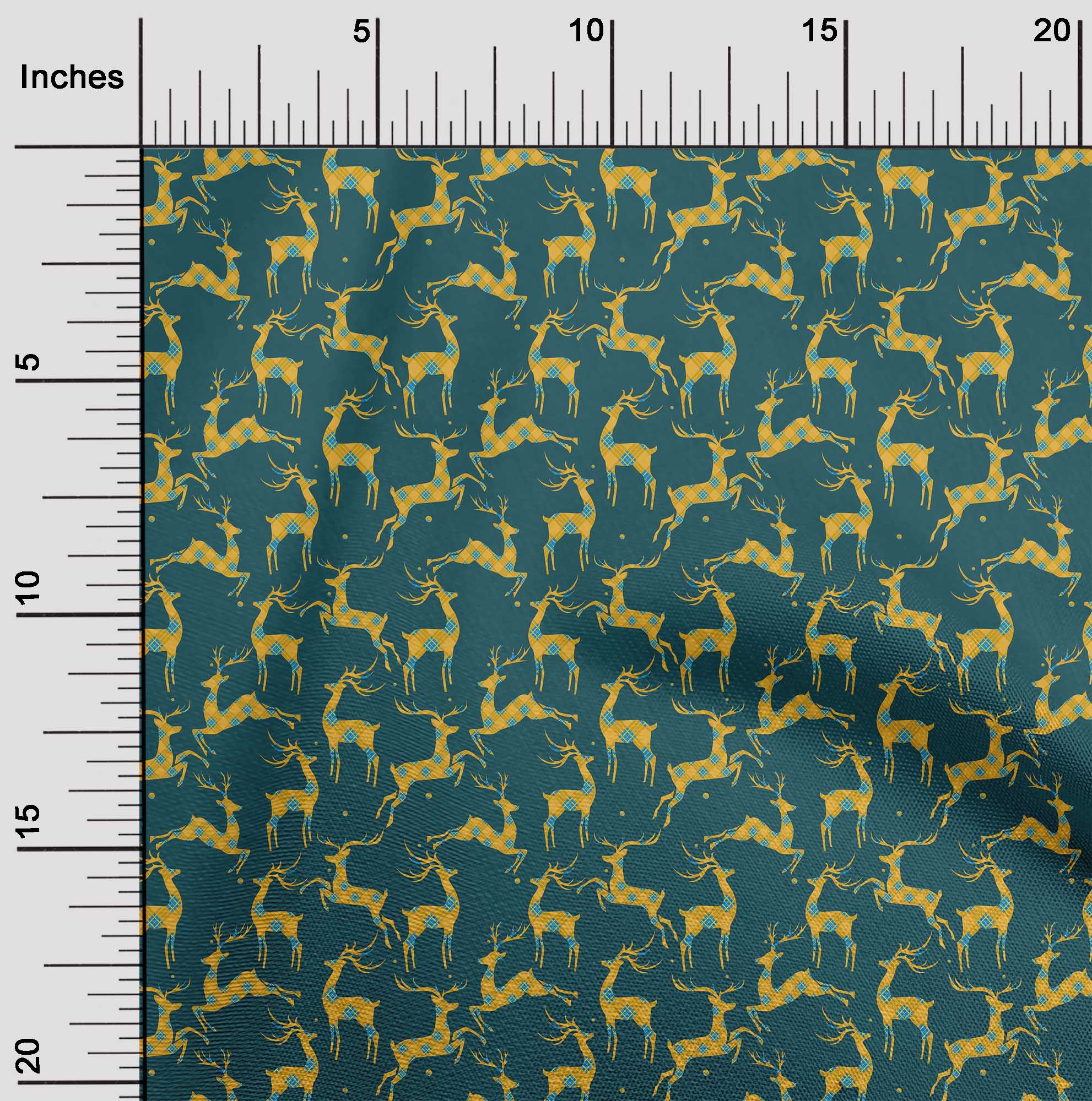 oneOone Cotton Jersey Teal Green Fabric Christmas Reindeer Lumberjack Dress Material Fabric Print Fabric By The Yard 58 Inch Wide