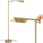 Brightech Leaf LED Floor Lamp, Pharmacy LED Floor Lamp for Living Rooms & Offices, Adjustable Standing Lamp for Bedroom Reading, Tall Lamp For Sewing & Craftwork - Brass, Gold