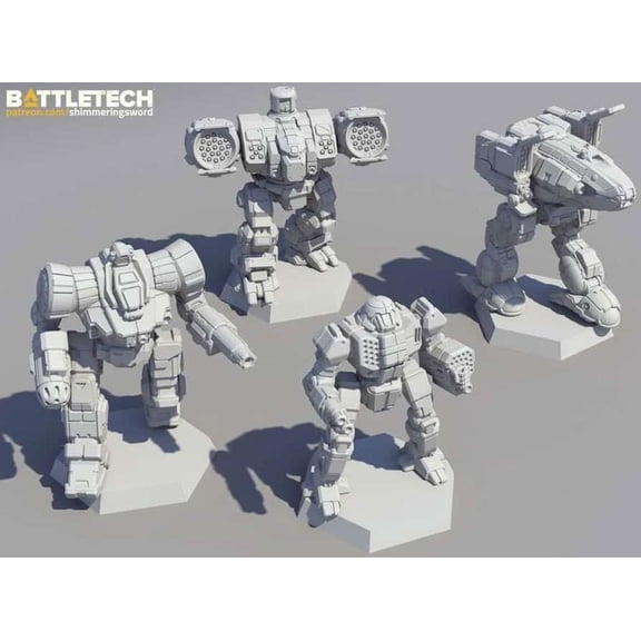 Catalyst Game Labs BattleTech Inner Sphere Fire Lance Miniature Force Pack Game with Longbow, Stalker, Zeus, and Trebuchet Miniatures
