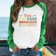 thumbnail image 1 of Pntutb Mujeres Primavera Patchwork Letra Impreso Manga Larga Cuello Redondo Casual Tee tops Pntutb Pntutb-5905, 1 of 6
