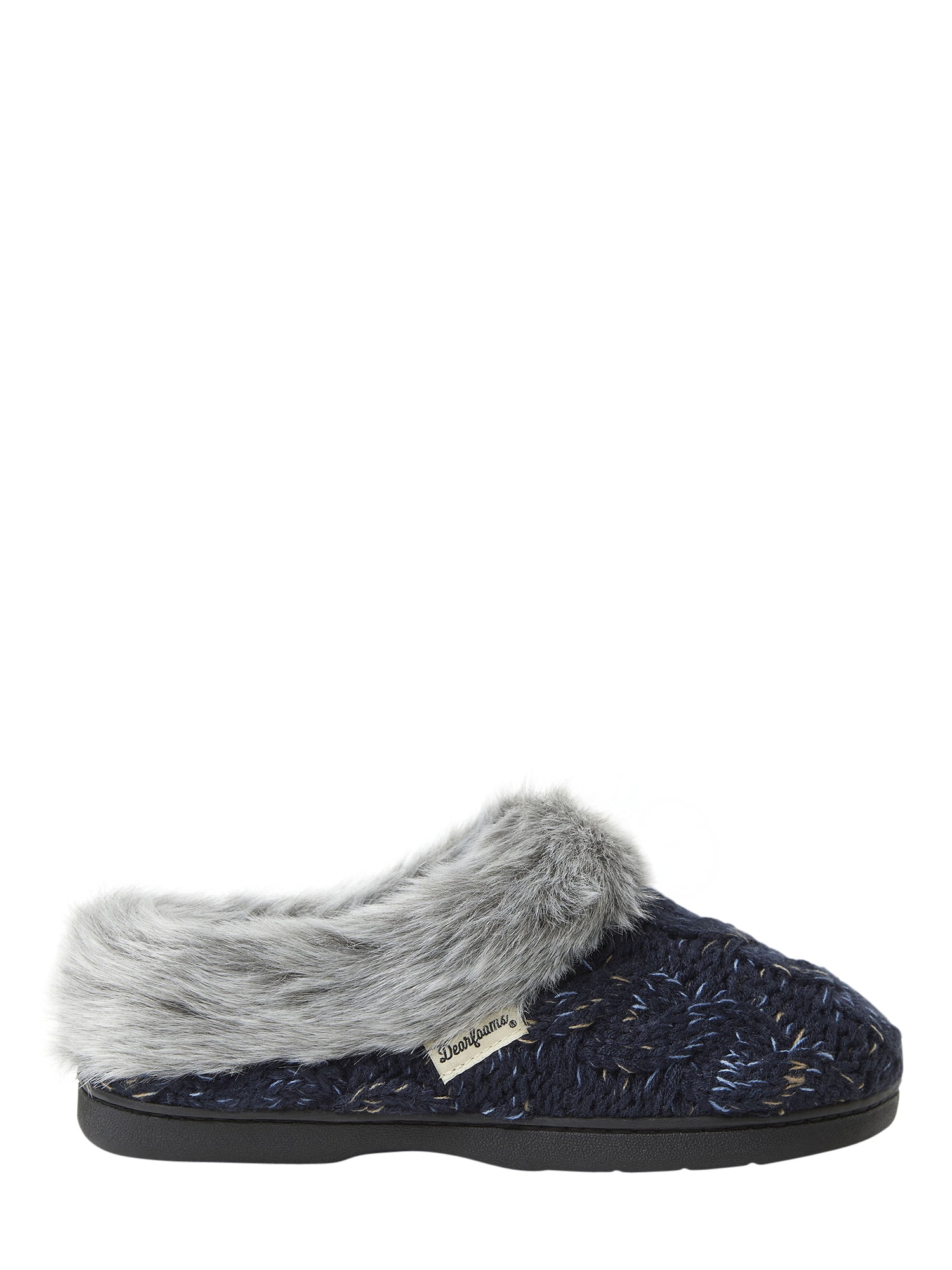 Dearfoams Womens Cable Knit Space Dye Clog Slippers