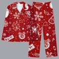 thumbnail image 1 of Puntoco Conjuntos de pijama cómodos para mujer, moda informal para mujer, estampado navideño, manga larga, pantalones, pijama, traje, 1 of 5