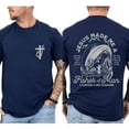 thumbnail image 5 of Men’s Christian Graphic T-Shirt, “Jesus Made Me a Fisher of Men” Double-Sided Print Faith Tee, Bible Verse Fishing Shirt, Sizes S–5XL, 5 of 7