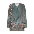 thumbnail image 3 of Craaazy Dressy Blouses For Women Long Sleeved Pleated Collar Casual Printed Loose And Fashionable Tops Gifts For Women, 3 of 5