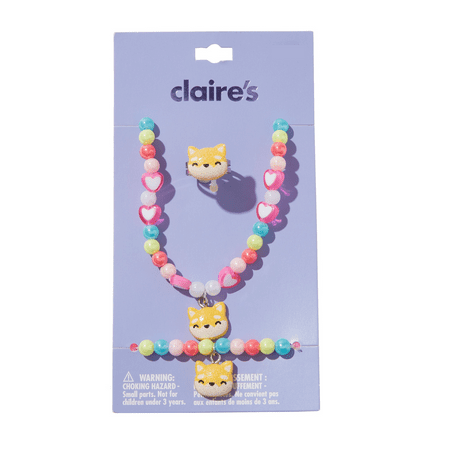 Claire's Girls Rainbow Corgi Charm Beaded Mixed Piece Jewelry Set, 3-Pack, Children's