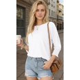 thumbnail image 4 of Fashion 3/4 Sleeve T Shirts for Women Cute Crewneck Ruffle Sleeve Tunic, 4 of 5