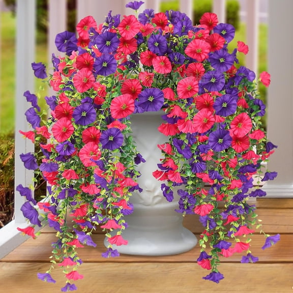 syligr Purple and Red Faux Wisteria Artificial Flower Hanging Vine Outdoor Garden Wall Decor for Home and Wedding Silk and Plastic 35 Inch Cascading Elegant Decoration