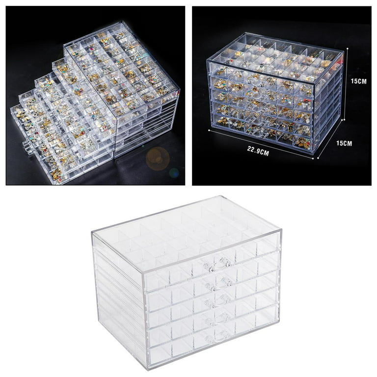 120 Grids Nail Art Storage Box 5-layer Acrylic Nail Gems Bead Supplies  Organizer