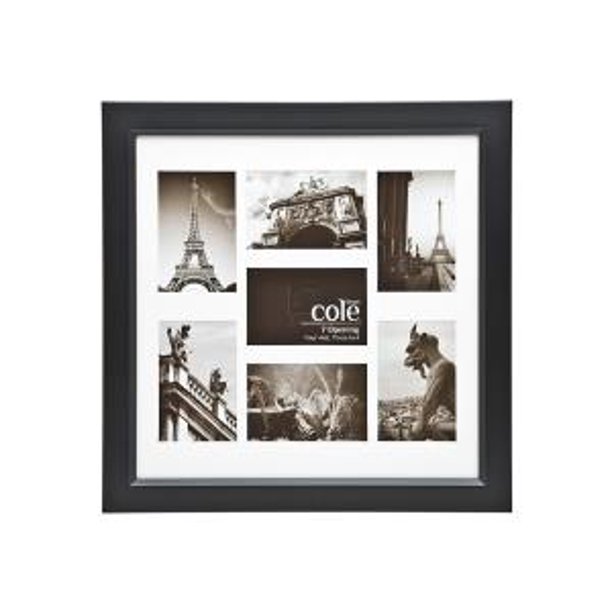 4x6 Black Wood Collage 20" Square Wall Hanging Photo Picture Frame