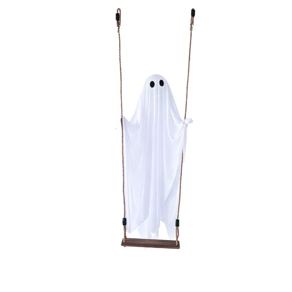 Remote Control 8 Colors Changing Light Up Swinging Ghost Ornament, Halloween Swing Ghost Hanging Ornament, Front Door Porch Decor,Swinging Ghost Outdoor Decor for Halloween Yard Party 80 In