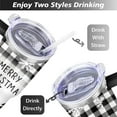 thumbnail image 5 of Checkered Snowflake Christmas Tree 40 Oz Tumbler with Handle Lid and Straw, Stainless Steel Double Walled Vacuum Insulated Cup, Cute Birthday Gifts Tumbler for Women Men Friends, 5 of 7