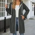 thumbnail image 5 of Sweat Jacket Women's Hoodie with Hood Long Jacket Autumn Winter Transition Jacket Casual Plain Hooded Jacket Loose Hoodie with Zip and Pockets, 5 of 7