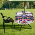 thumbnail image 7 of Coolnut Tribal Ethnic Geometric Round Table Cloth, Heat Resistant Table Cover with Umbrella Hole and Zipper for Outdoor Camping Picnic Party BBQ, 60", 7 of 7