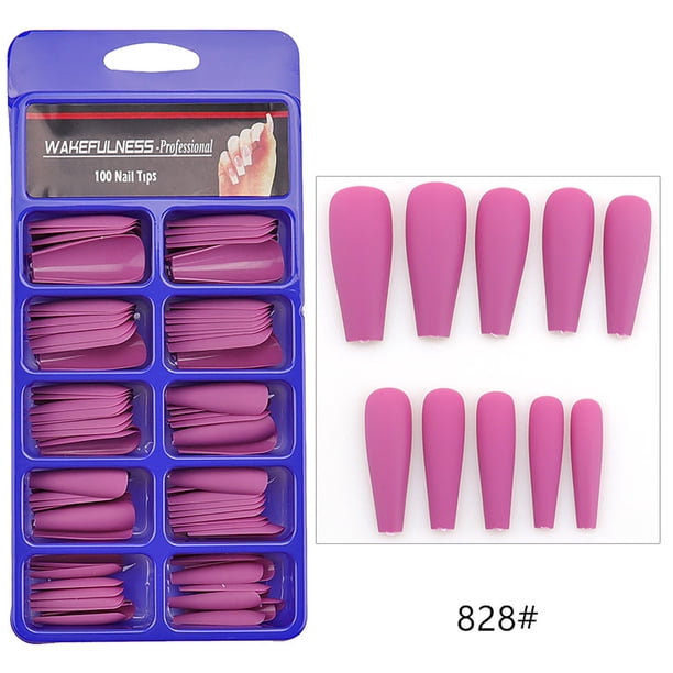 Uñas postizas, uñas postizas, regalos para mujeres, 100 piezas de uñas postizas mate, parches largos para decoración de uñas, caja de uñas completamente esmeriladas, uñas postizas