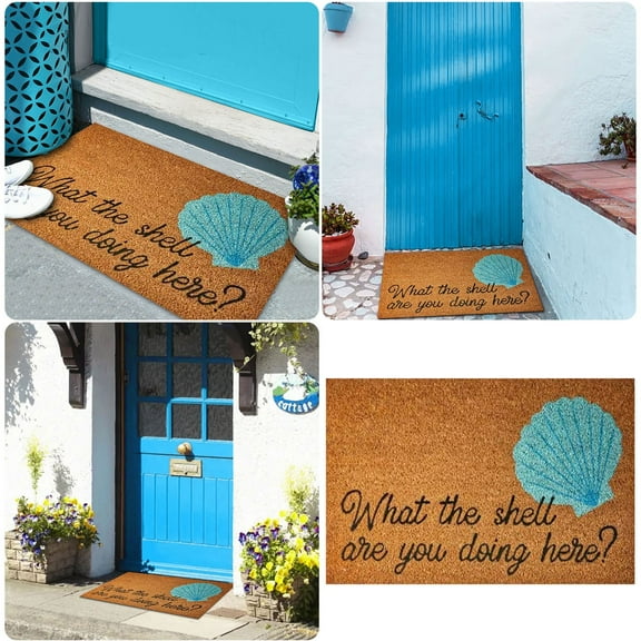 Summer Blue Funny Doormat - Coastal Beach Welcome Mat for Front Door, Non- Indoor Outdoor Entry Rug, Cute Housewarming Gift for Porch, Bath & Farmhouse Decor