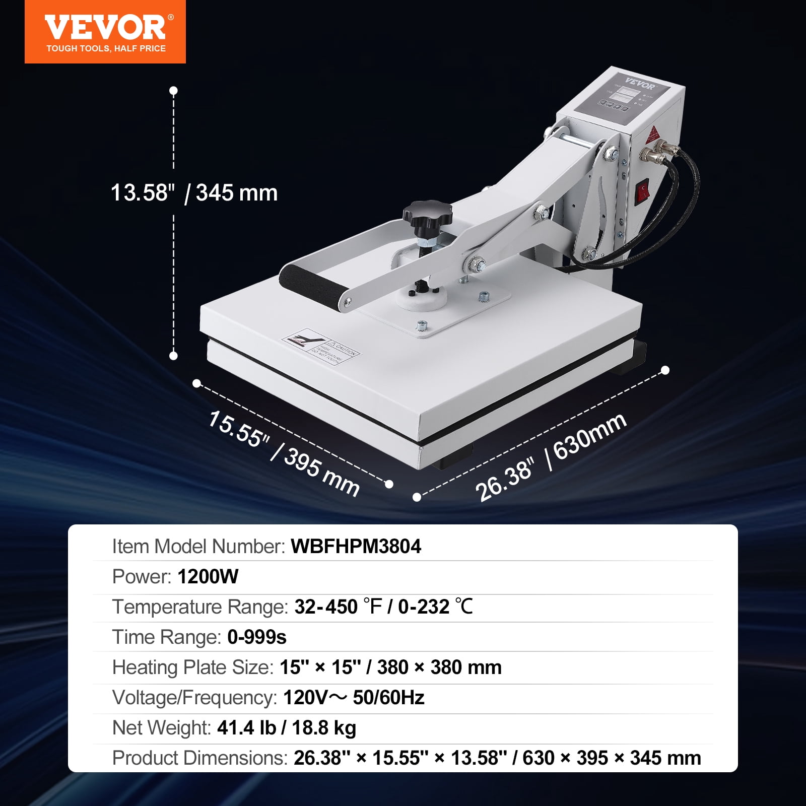 BENTISM Heat Press Machine, 15"x15" Swing Away T Shirt Pressing Machine Multifunction, High Pressure Heat Press Machine for T-Shirt, Power Digital Industrial Sublimation Printer