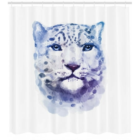 Animal Shower Curtain Big Wild Cats Themed Print Watercolor Style