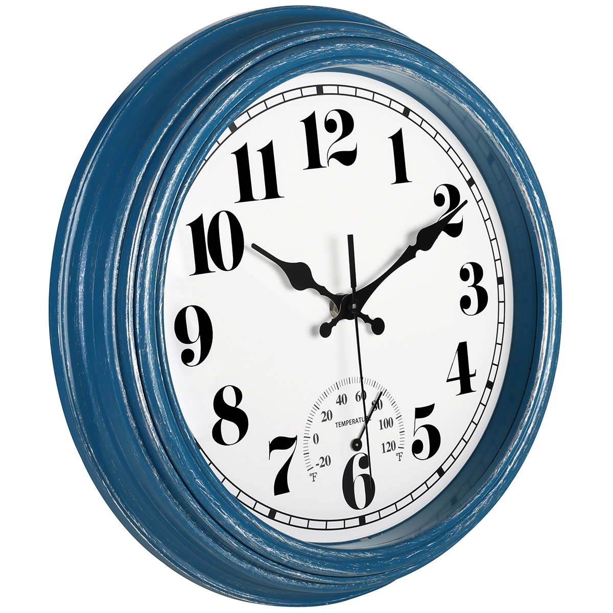 45MinST 12-Inch Retro Wall Clock with Thermometer, Blue photo 5