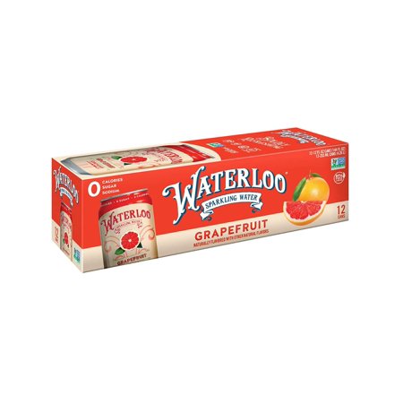 Waterloo Sparkling Water, Grapefruit Naturally Flavored, 12 Fl Oz , Pack Of 12 Cans