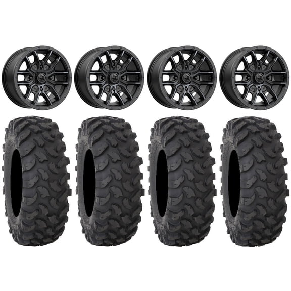 MSA Fang 15" Wheels Black ( 38mm) 37" XTR370 Tires Can-Am Maverick X3 / Honda Pioneer 1000 / Talon